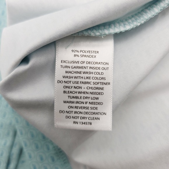 Vineyard Vines Performance Men's XXL Golf Shirt‎ Polo Micro Whale AOP Aqua NWT - Picture 10 of 11
